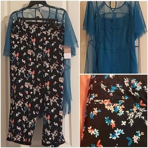 Date Night NWT Lane Bryant Multi-color crop and NWOT teal mesh top with tank.